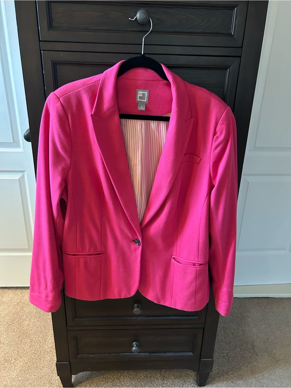 JCP Brand Women's Hot Pink Single-Button Knit Blazer 1X